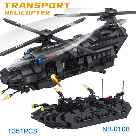 Constructor Fit Lego 1351PCS SWAT Team Transport Helicopter Military ...