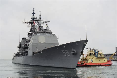 Uss Princeton (cg 59) Pulls Away From Its Homeport Of Naval Station San Diego. Princeton Is Part ...