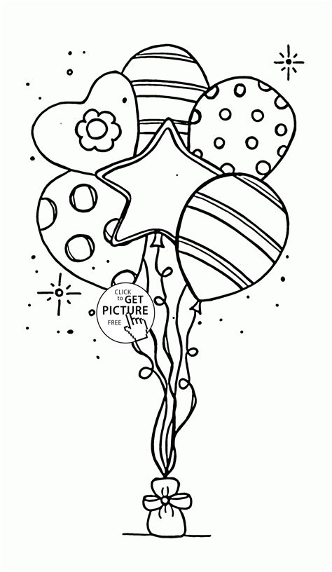 Beautiful Balloons for Birthday coloring page for kids, holiday ...