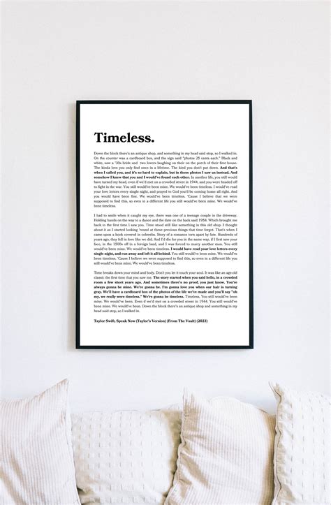 Taylor Swift Timeless Lyric Print Surprise Song Swiftie Merch Taylor's ...