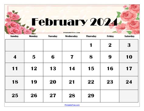 February 2024 Calendar With Flowers - Audie Candida