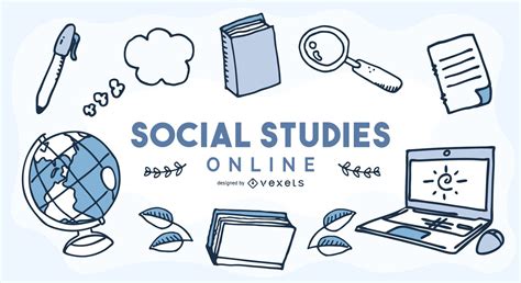 Social Studies Online Education Cover Vector Download