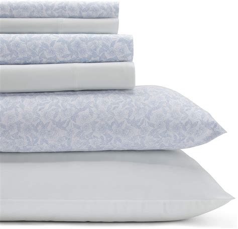 Laura Ashley - King Sheets, Cotton Percale 6-Piece Bedding Set, Crisp ...