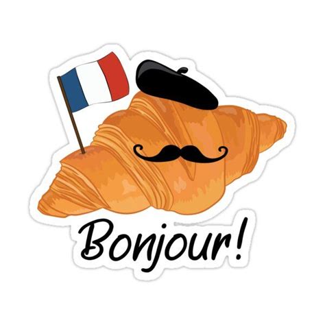 "Croissant - Funny French Food" Sticker for Sale by TheInkElephant | Funny laptop stickers ...