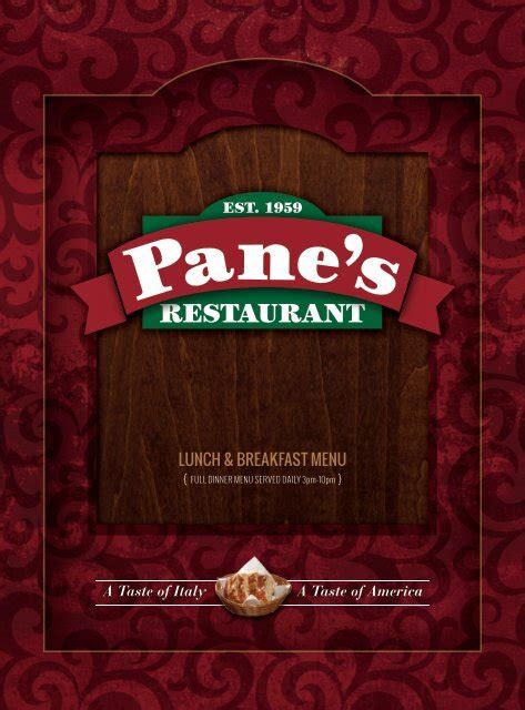 Pane's Restaurant - Breakfast/Lunch Menu