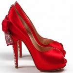 » Red Designer Bridal Shoes, Sizzler Red Satin Embellished at In Seven ...