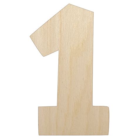 Number 1 One Fun Bold Font Wood Shape Unfinished Piece Cutout Craft DIY ...