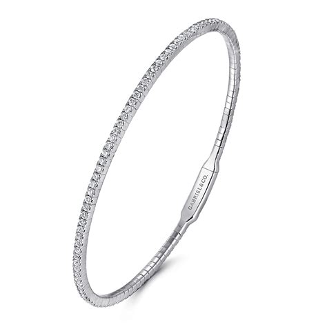 14K White Gold Diamond Bangle | BG3221-65W45JJ