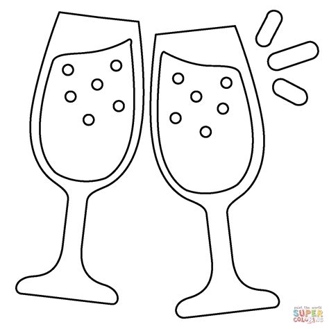 Clinking Glasses Emoji coloring page | Free Printable Coloring Pages