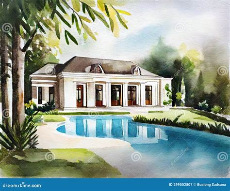 Watercolor of Home Design Home House Design Stock Illustration - Illustration of home, luxury ...