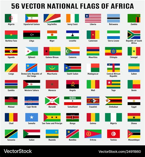 Collection 56 national flags africa Royalty Free Vector