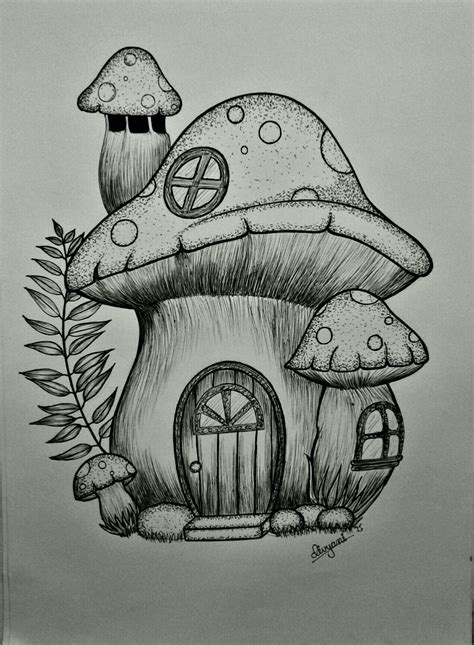 Pen artwork. Mushroom drawing. Sketch. | Art drawings sketches creative ...