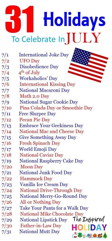 Home | Silly holidays, National holiday calendar, July holidays