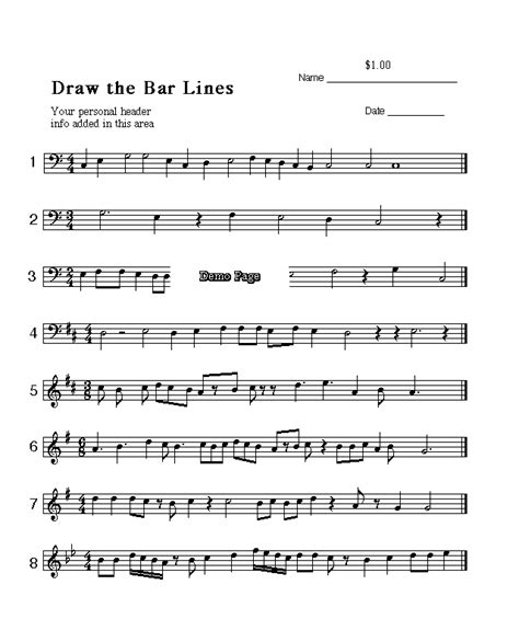 Free Downloads RHYTHM: BAR LINES - METER - NOTE VALUES