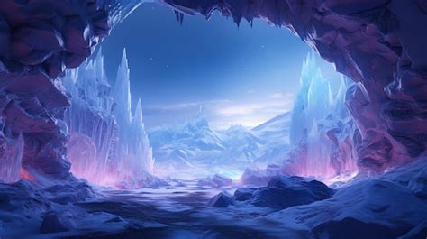 Premium AI Image | A cave with ice and a frozen ice cave