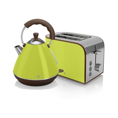 Swan Retro Kettle and 2 Slice Toaster Set Lime Green | Kettle, toaster, Kettle, Toaster