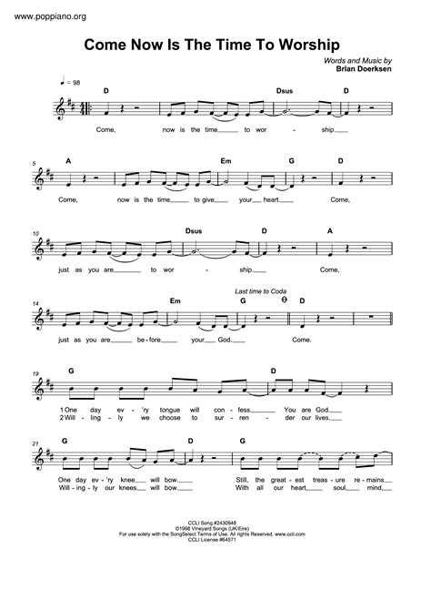 hymn-Come Now Is The Time To Worship Sheet Music pdf, - Free Score Download ★