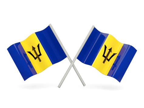 Two wavy flags. Illustration of flag of Barbados