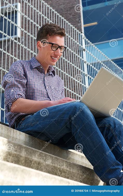 College Student Working on Laptop Outdoors Stock Photo - Image of laptop, computer: 30988704