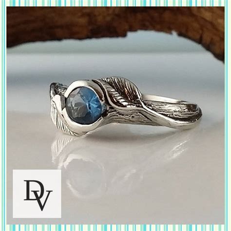Gemstone Engagement Ring, Leaf and Twig Wedding Ring Made to Order in Sterling Silver or Gold ...