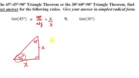 Tangent of 45 degrees - YouTube