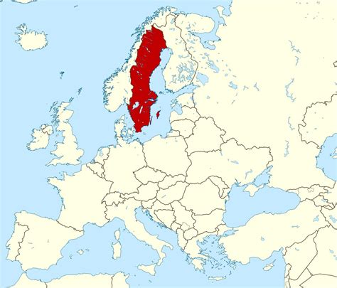 Sweden map Europe - Map of Sweden in Europe (Northern Europe - Europe)