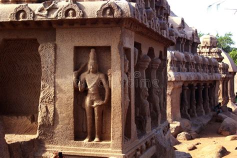 The Row of Sculptured Halls in Mahabalipuram-five Rathas Stock Photo - Image of historic ...