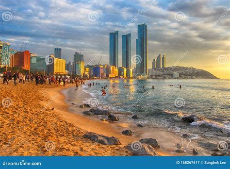 Sunrise in Haeundae Beach at New Year, Busan, South Korea, Asia Editorial Photography - Image of ...