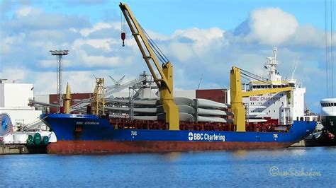 cargo crane ship BBC GEORGIA V2DB4 IMO 9357224 Emden merchant vessel Kranschiff - YouTube