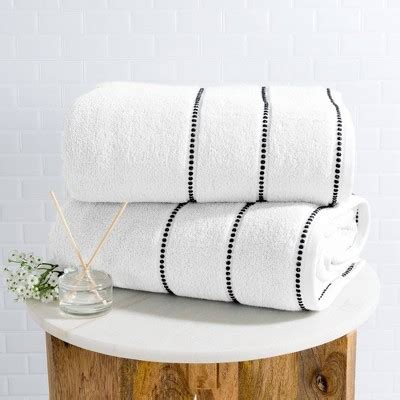 2pc Luxury Cotton Bath Towels Sets White - Yorkshire Home: Striped ...