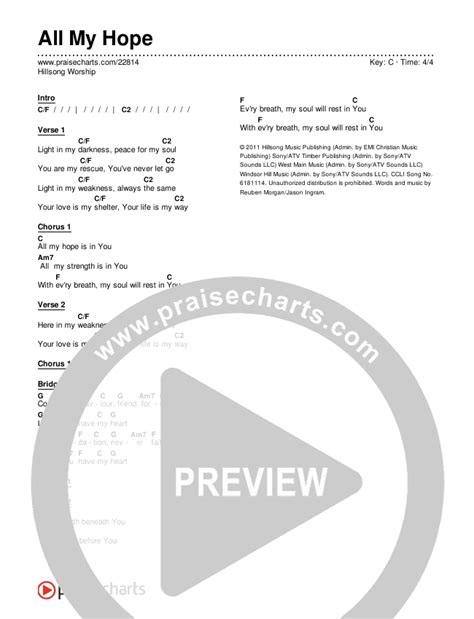 All My Hope Chords PDF (Hillsong Worship) - PraiseCharts