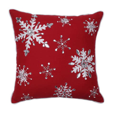 Pillow Perfect 629919 16 in. Jeweled Christmas Throw Pillow - Red ...