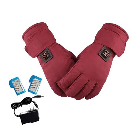 Adjustable Temperature Thermal Gloves Battery Powered Rechargeable Heated Gloves Waterproof ...