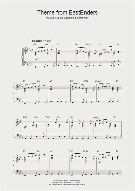 Theme From EastEnders Piano Sheet Music | OnlinePianist