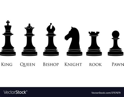 Black chess pieces with names Royalty Free Vector Image