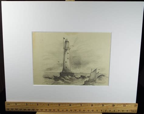 Original Pencil Drawing 'lighthouse' Circa 1910 - Etsy