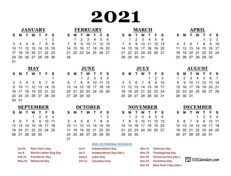 Small 2021 Calendar Printable : 2021 Yearly Calendar Printable | Calendar 2021 / Following ...