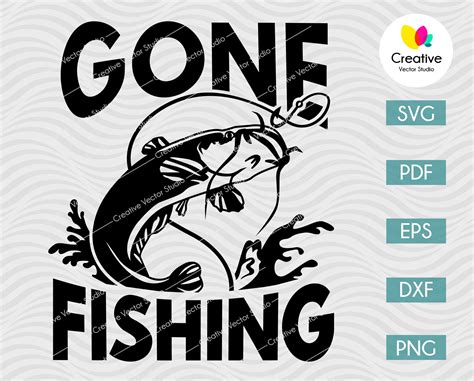 Gone Fishing Catfish SVG, PNG, DXF Cut File | Creative Vector Studio