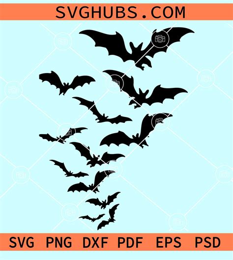 Flying Bats SVG, Halloween bats svg, bat swarm svg, Halloween svg, flock of bats svg