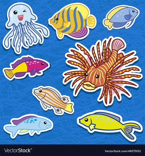 Cute sea animal stickers09 Royalty Free Vector Image