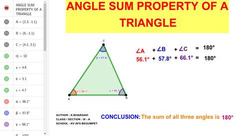 ANGLE SUM PROPERTY OF A TRIANGLE – GeoGebra