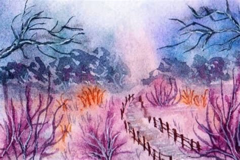 Forest in Winter Landscape Painting Graphic by fathurmutiah · Creative ...