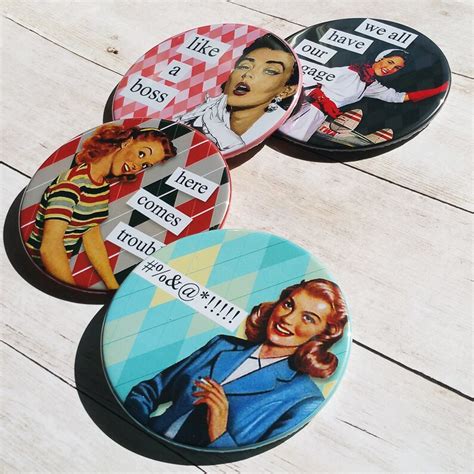 Coaster Set Funny Coasters Sassy Retro Woman Coaster Set of | Etsy