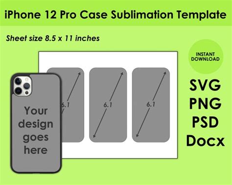 IPhone 12 Pro Template for Sublimation 8.5x11 Sheet SVG PNG | Etsy