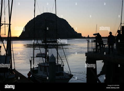 Morro Rock Morro Bay Sunset California Bay Stock Photo - Alamy