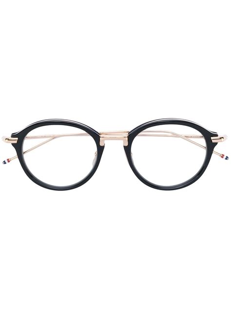 Shop Thom Browne Eyewear Black & Shiny 18K Gold Optical Glasses with Express Delivery - FARFETCH
