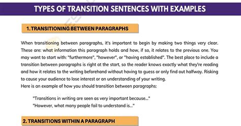 Transition Sentences: How to Use Them with Great Examples • 7ESL