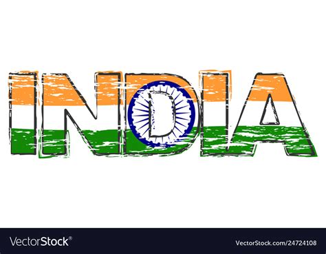 Word india with indian flag under it distressed Vector Image