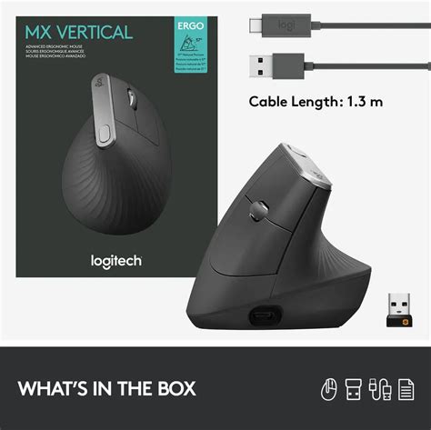 Logitech MX Vertical Advanced Ergonomic Mouse - GRAPHITE