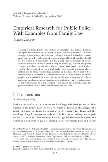 (PDF) Empirical Research for Public Policy: With Examples from Family ...